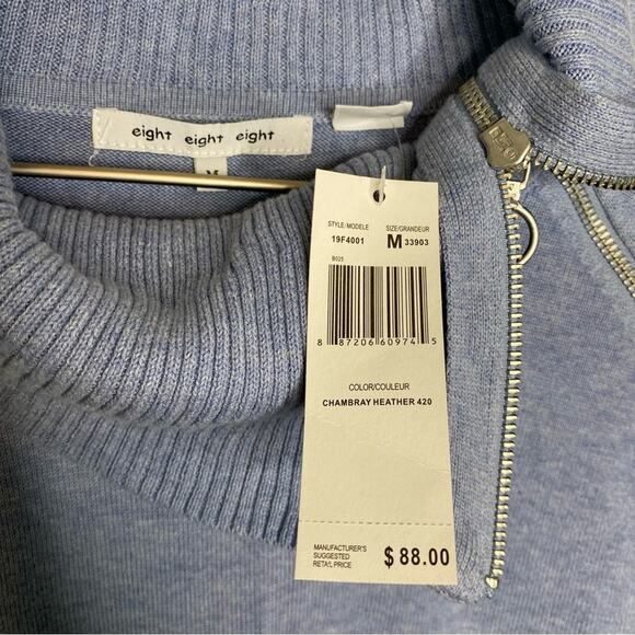 Eight Eight Eight Tunic Pullover Sweater Pockets Cowl Neck Zip Size M - Picture 4 of 7